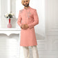 Sherwani Art Silk Pink Embroidered Mens