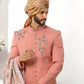 Sherwani Art Silk Pink Embroidered Mens