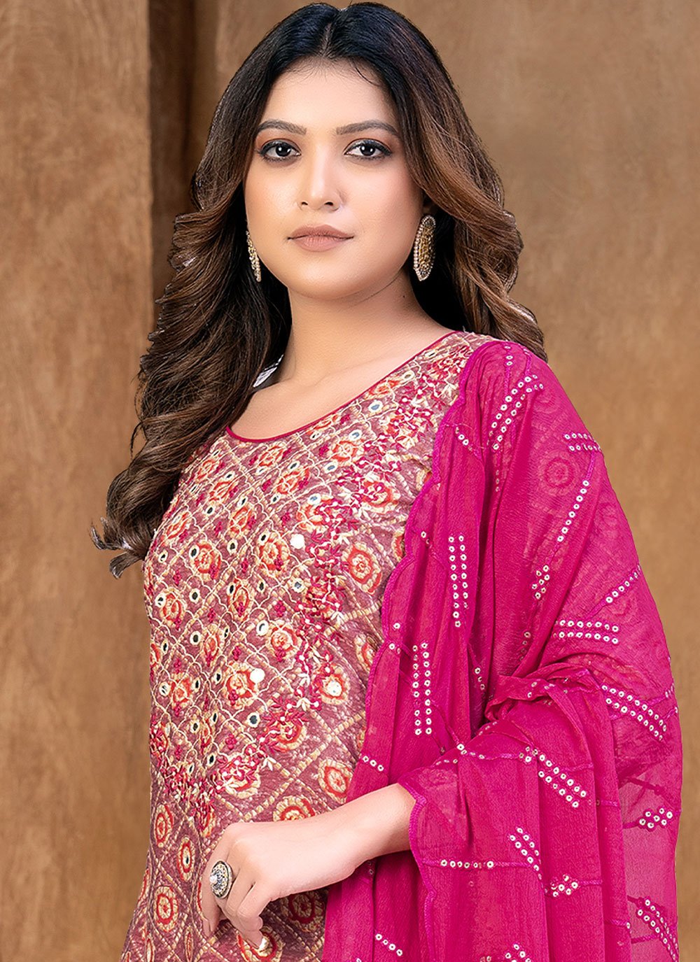 Salwar Suit Cotton Magenta Embroidered Salwar Kameez