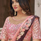 Designer Fancy Fabric Peach Fancy Work Saree