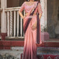 Designer Fancy Fabric Peach Fancy Work Saree