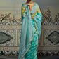Contemporary Brasso Turquoise Fancy Work Saree
