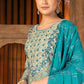 Straight Salwar Suit Cotton Blue Embroidered Salwar Kameez