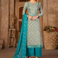 Straight Salwar Suit Cotton Blue Embroidered Salwar Kameez