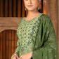 Palazzo Salwar Suit Cotton Green Embroidered Salwar Kameez