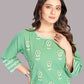 Pant Style Suit Blended Cotton Green Fancy Work Salwar Kameez