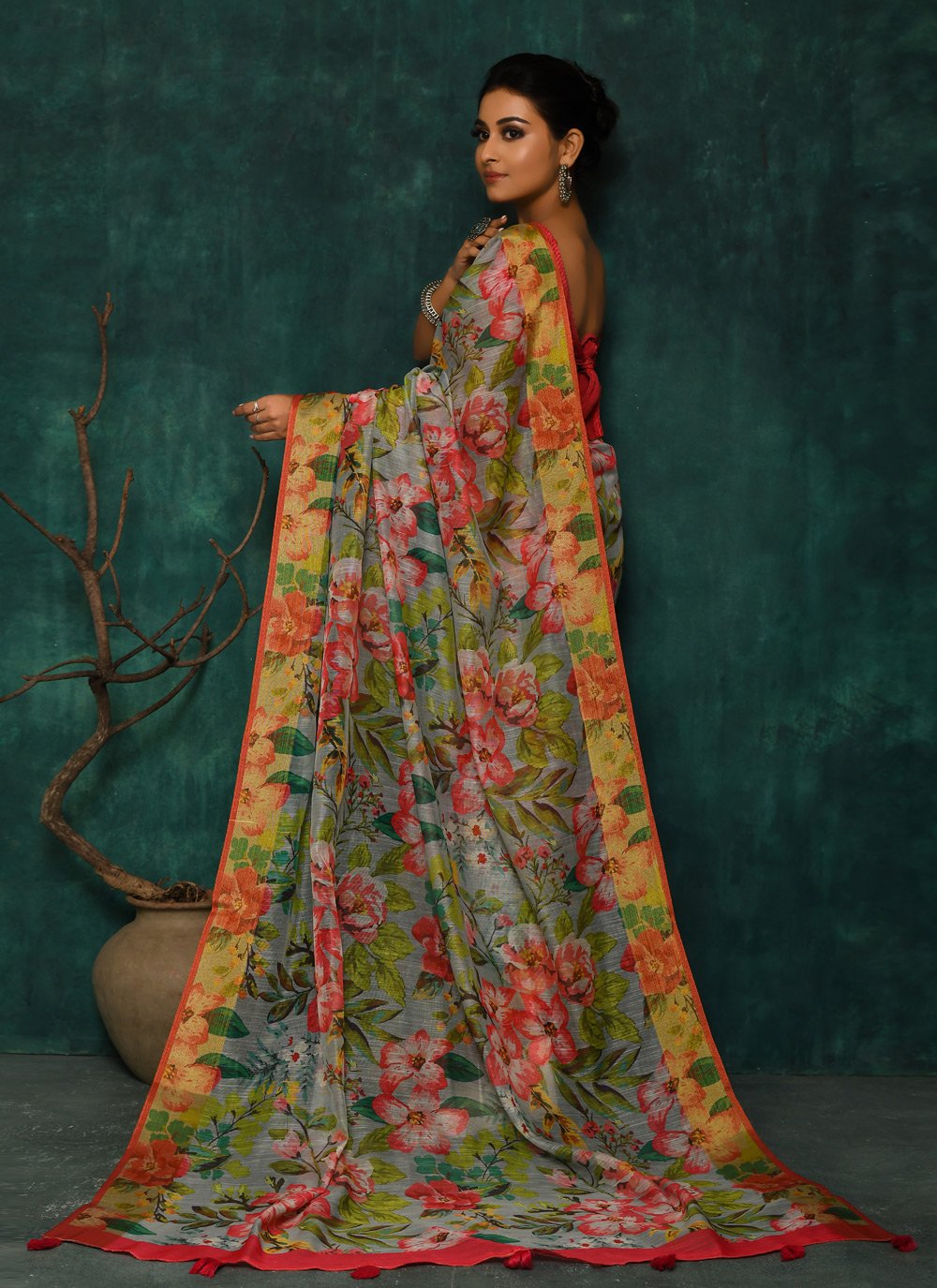 Designer Fancy Fabric Multi Colour Digital Print Saree