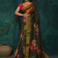 Designer Fancy Fabric Green Digital Print Saree