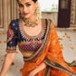 Classic Fancy Fabric Orange Embroidered Saree