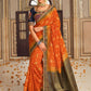 Classic Fancy Fabric Orange Embroidered Saree