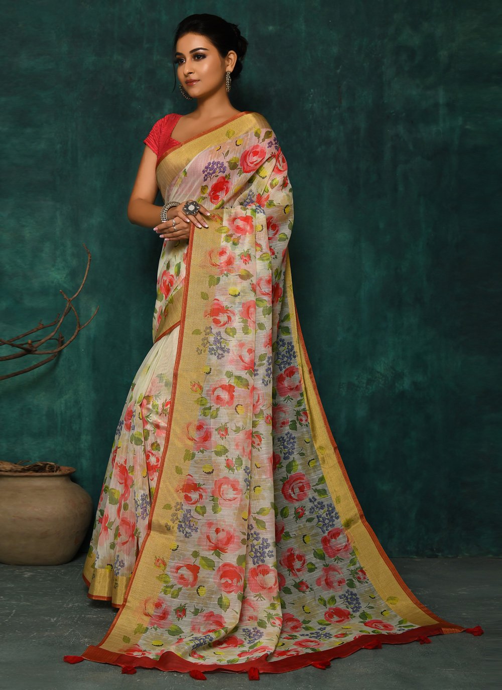 Designer Fancy Fabric Multi Colour Digital Print Saree