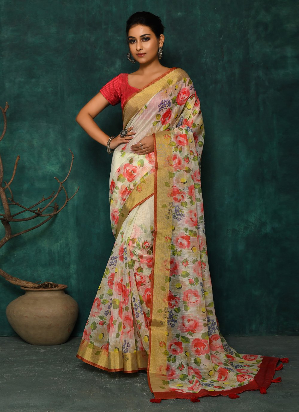 Designer Fancy Fabric Multi Colour Digital Print Saree