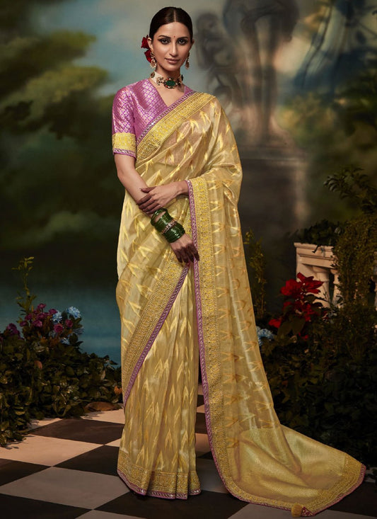 Classic Fancy Fabric Gold Fancy Work Saree