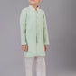 Kurta Pyjama Fancy Fabric Green Embroidered Kids