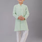 Kurta Pyjama Fancy Fabric Green Embroidered Kids