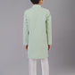 Kurta Pyjama Fancy Fabric Green Embroidered Kids