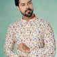 Kurta Pyjama Fancy Fabric Multi Colour Off White Digital Print Mens