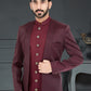 Indo Western Fancy Fabric Magenta Maroon Weaving Mens