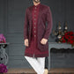 Indo Western Fancy Fabric Magenta Maroon Weaving Mens