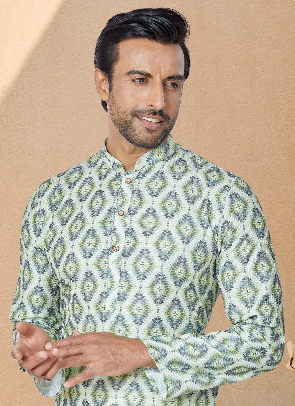 Kurta Pyjama Fancy Fabric Multi Colour Digital Print Mens