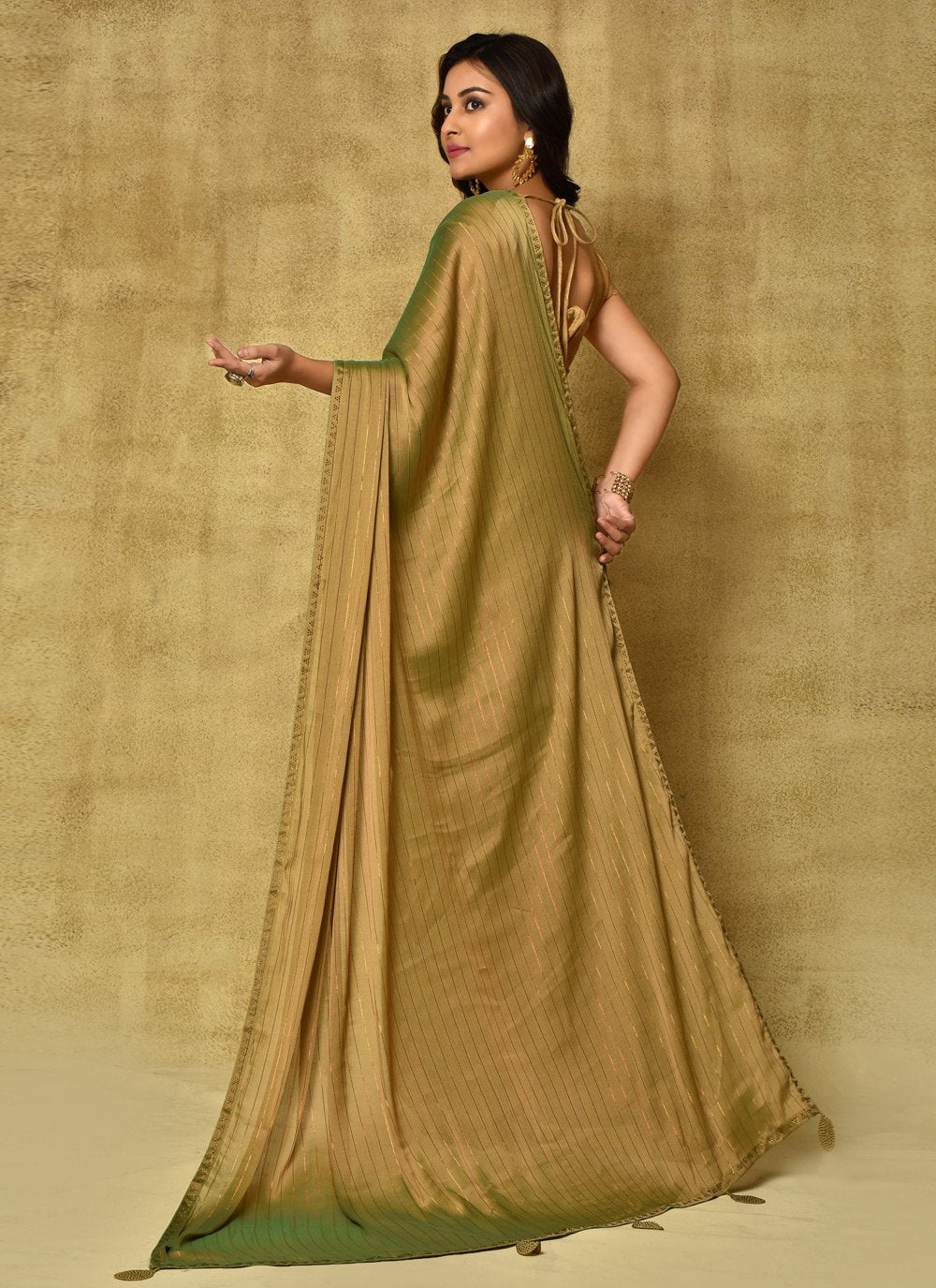 Trendy Saree Fancy Fabric Green Digital Print Saree