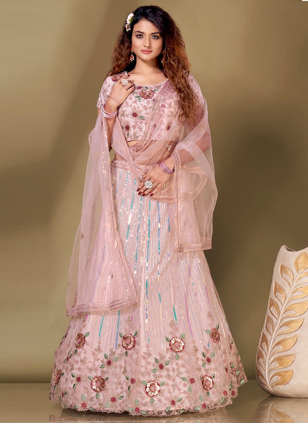 Lehenga Choli Fancy Fabric Pink Embroidered Lehenga Choli