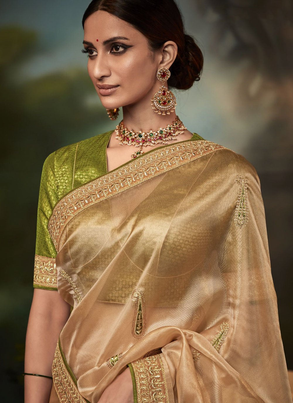 Contemporary Fancy Fabric Gold Fancy Work Saree