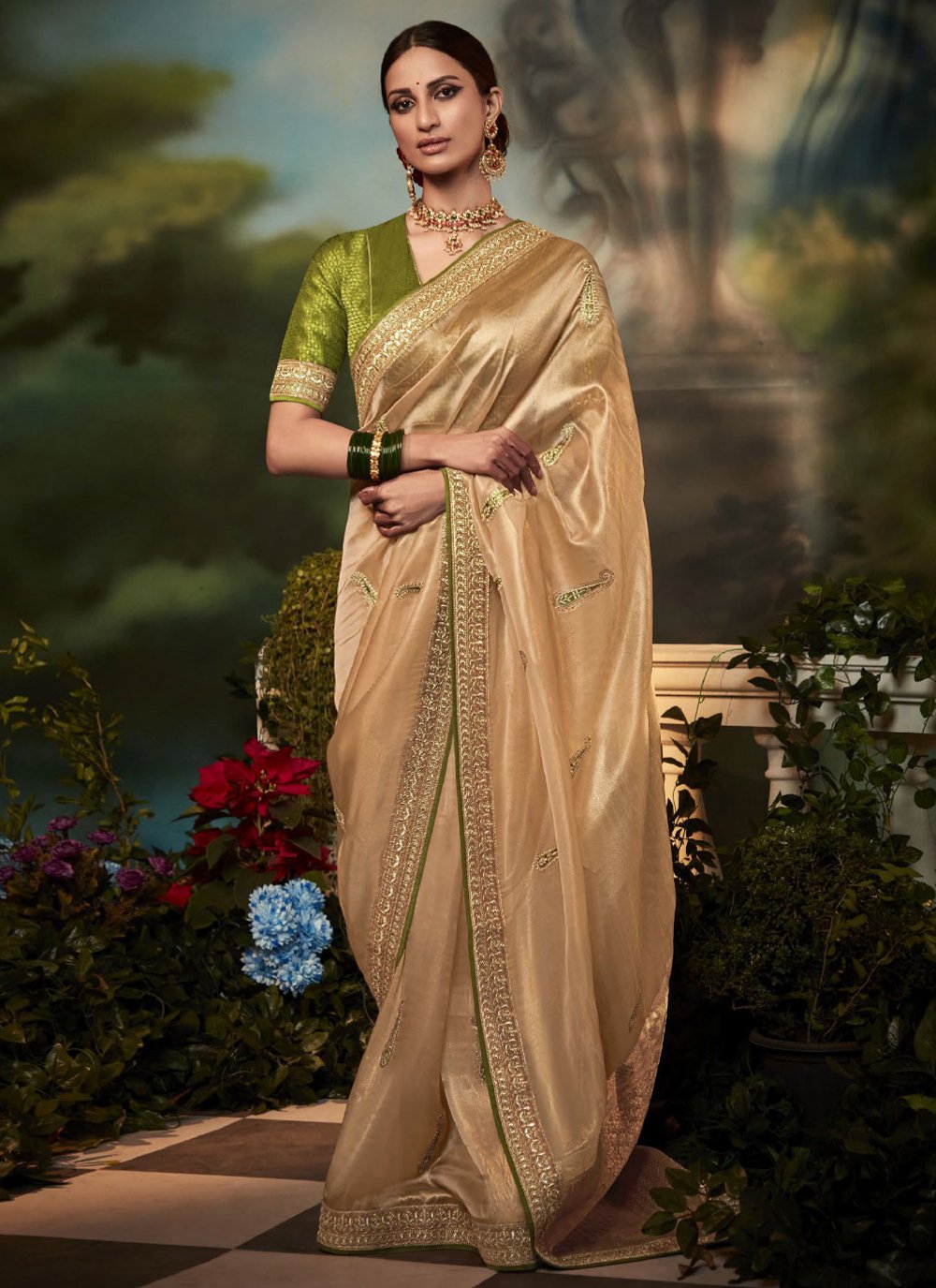 Contemporary Fancy Fabric Gold Fancy Work Saree