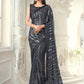 Classic Georgette Grey Fancy Work Saree