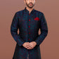 Indo Western Jacquard Blue Fancy Work Mens