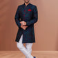 Indo Western Jacquard Blue Fancy Work Mens