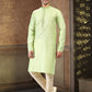 Kurta Pyjama Art Silk Jacquard Green Fancy Work Mens