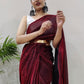 Contemporary Net Maroon Fancy Work Saree