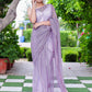 Classic Net Purple Fancy Work Saree