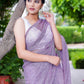 Classic Net Purple Fancy Work Saree
