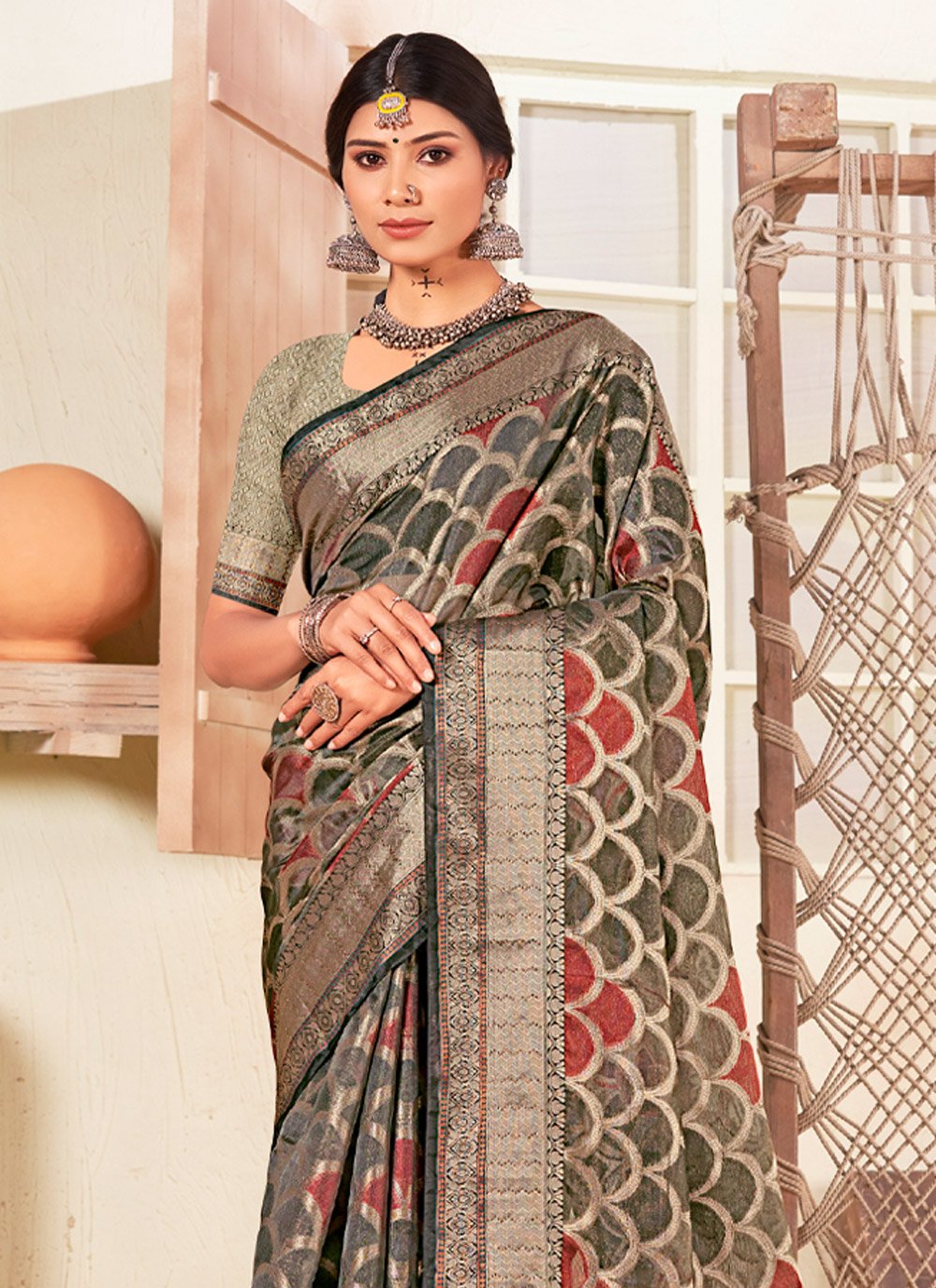 Trendy Saree Organza Multi Colour Fancy Work Saree