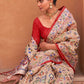 Classic Brasso Peach Red Fancy Work Saree