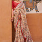 Classic Brasso Peach Red Fancy Work Saree
