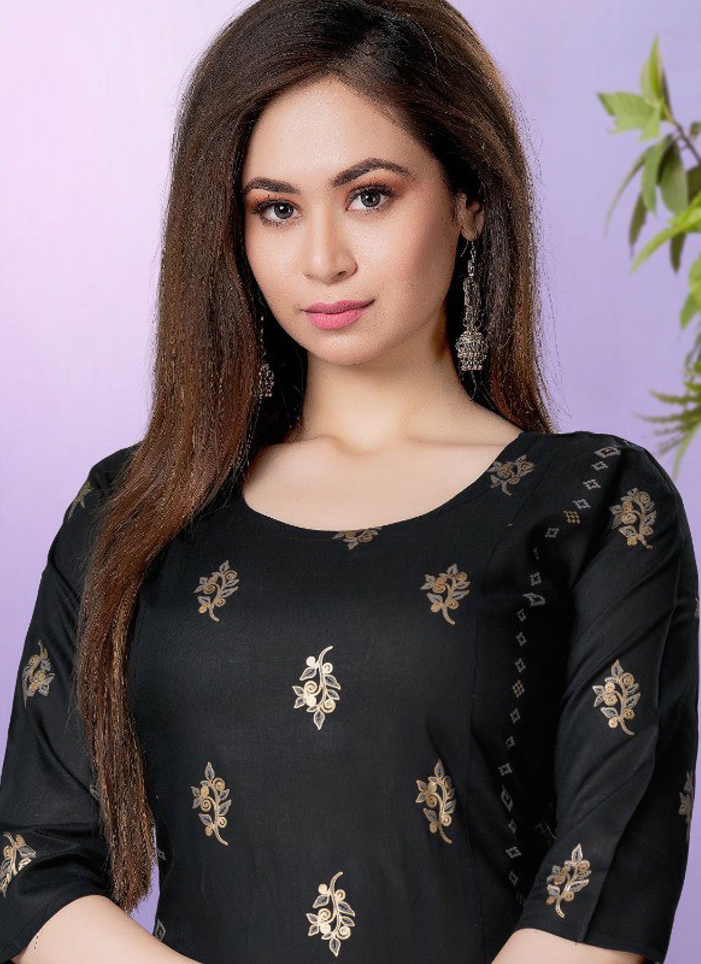 Casual Kurti Rayon Black Fancy Work Kurtis