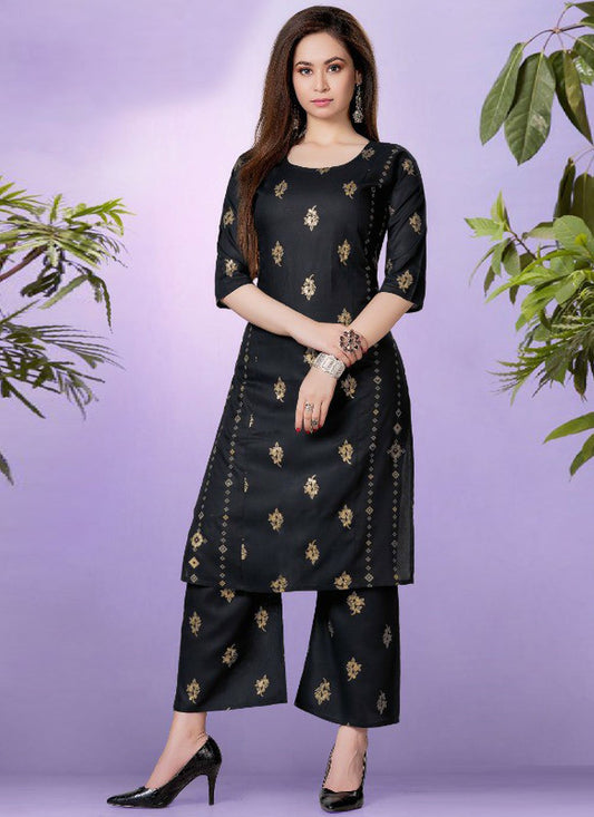 Casual Kurti Rayon Black Fancy Work Kurtis