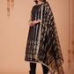 Salwar Suit Net Black Embroidered Salwar Kameez