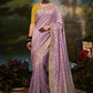 Trendy Saree Fancy Fabric Lavender Fancy Work Saree