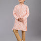 Kurta Pyjama Jacquard Silk Peach Fancy Work Kids