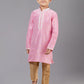 Kurta Pyjama Dupion Silk Jacquard Pink Fancy Work Kids