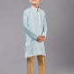 Kurta Pyjama Polly Cotton Aqua Blue Fancy Work Kids