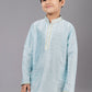 Kurta Pyjama Polly Cotton Aqua Blue Fancy Work Kids