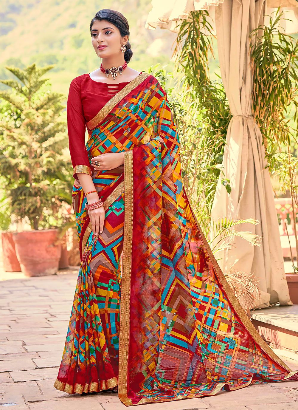 Casual Faux Chiffon Multi Colour Print Saree