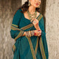 Classic Faux Chiffon Teal Print Saree