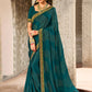 Classic Faux Chiffon Teal Print Saree