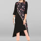 Designer Kurti Faux Crepe Black Floral Patch Kurtis